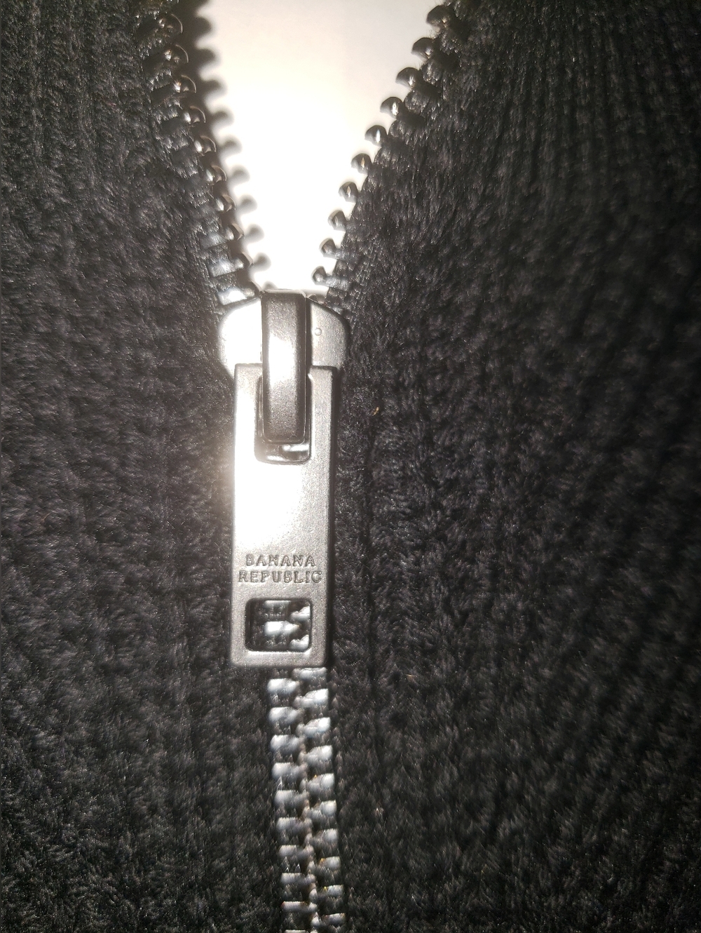 NWT. Banana Republic Black Metal Zipper Logo  Cotton And Nylon Cardigan. 2XL